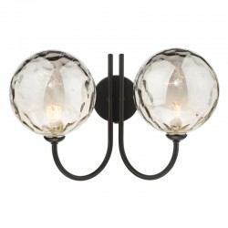 Jared - Black 2 Light Wall Lamp with Smoked Dimple Glass Jared - Black 2 Light Wall Lamp with Smoked Dimple Glass