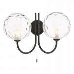 Jared - Black 2 Light Wall Lamp with Clear Dimple Glass