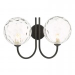 Jared - Black 2 Light Wall Lamp with Clear Dimple Glass