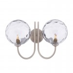 Jared - Satin Nickel 2 Light Wall Lamp with Dimpled Clear Glasses Jared - Satin Nickel 2 Light Wall Lamp with Dimpled Clear Glasses