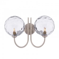 Jared - Satin Nickel 2 Light Wall Lamp with Dimpled Clear Glasses Jared - Satin Nickel 2 Light Wall Lamp with Dimpled Clear Glasses