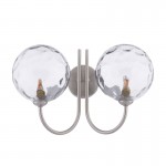 Jared - Satin Nickel 2 Light Wall Lamp with Dimpled Clear Glasses Jared - Satin Nickel 2 Light Wall Lamp with Dimpled Clear Glasses