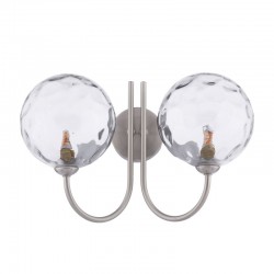 Jared - Satin Nickel 2 Light Wall Lamp with Dimpled Clear Glasses Jared - Satin Nickel 2 Light Wall Lamp with Dimpled Clear Glasses