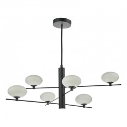 Jasper - Matt Black 6 Light Centre Fitting with Opal Glass Jasper - Matt Black 6 Light Centre Fitting with Opal Glass