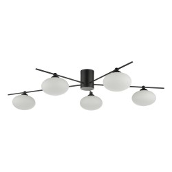 Jasper - Matt Black 5 Light Semi Flush with Opal Glass