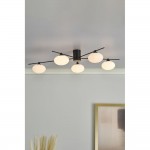 Jasper - Matt Black 5 Light Semi Flush with Opal Glass Jasper - Matt Black 5 Light Semi Flush with Opal Glass
