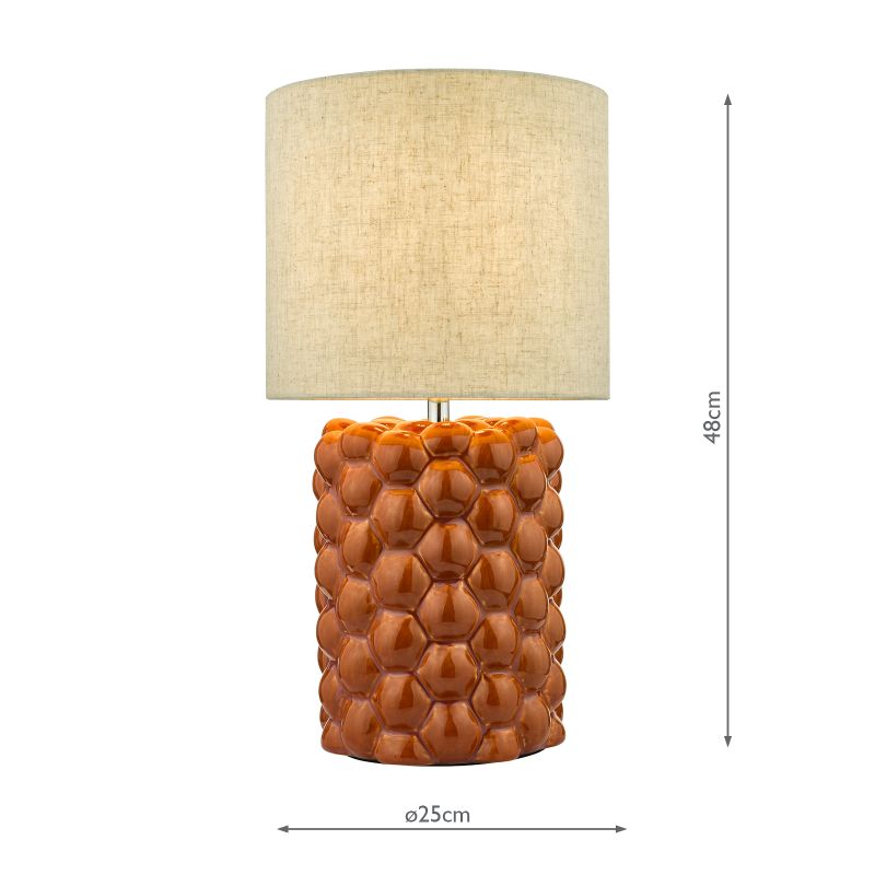 Dar-JAY4211 - Jayden - Orange Ceramic Table Lamp with Natural Linen Shade