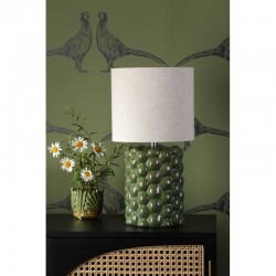 Jayden - Green Ceramic Table Lamp with Natural Linen Shade Jayden - Green Ceramic Table Lamp with Natural Linen Shade