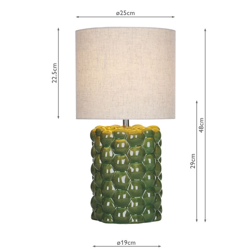 Dar-JAY4224 - Jayden - Green Ceramic Table Lamp with Natural Linen Shade