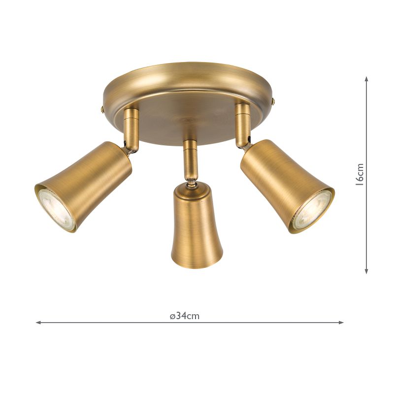 Dar-JED7642 - Jedrek - Aged Brass 3 Spotlights