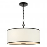 Jemima - Black & White 3 Light Pendant with White Diffuser