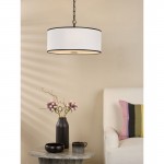 Jemima - Black & White 3 Light Pendant with White Diffuser