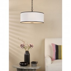 Jemima - Black & White 3 Light Pendant with White Diffuser