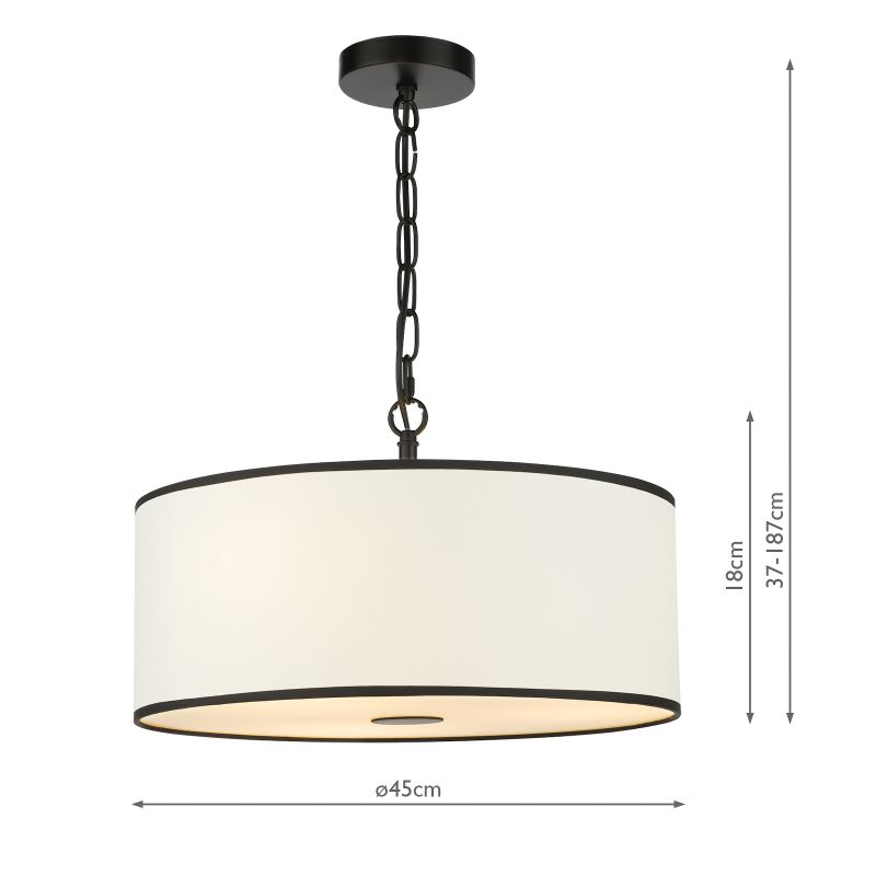 Dar-JEM0322 - Jemima - Black & White 3 Light Pendant with White Diffuser