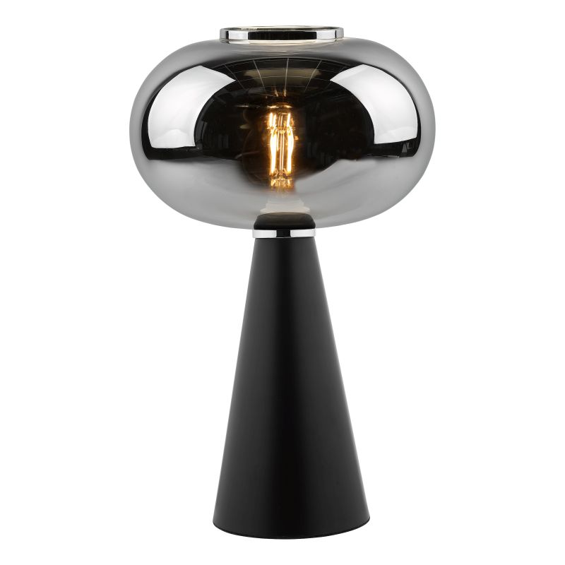 Dar-JEN4222 - Jensen - Satin Black Table Lamp with Smoked Glass