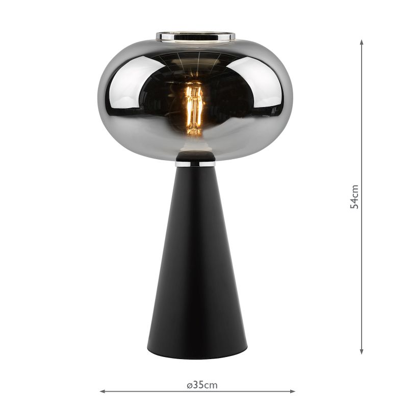 Dar-JEN4222 - Jensen - Satin Black Table Lamp with Smoked Glass