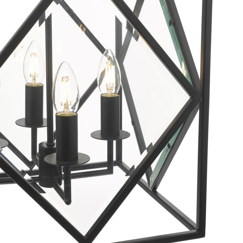 Ceiling Lights - Jepsen - Black Geometric Design 4 Light Lantern Pendant Dar-JEP0422 - Jepsen - Black Geometric Design 4 Light Lantern Pendant