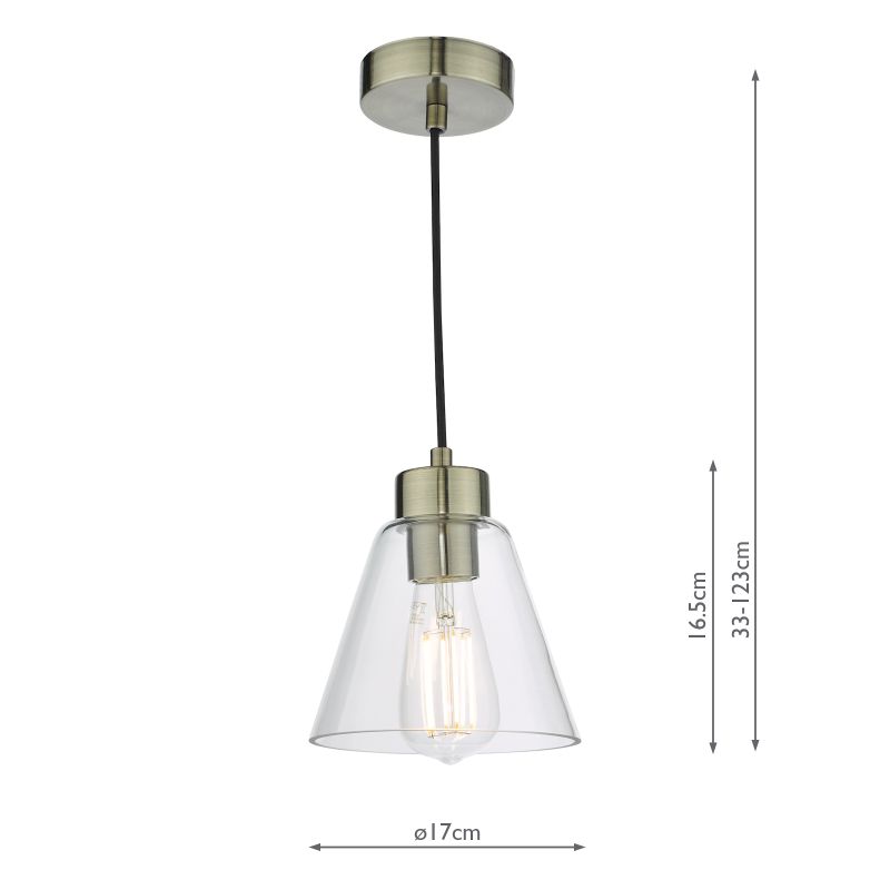 Ceiling Lights - Jie - Clear Glass & Antique Brass Pendant Wisebuys-JIE0175 - Jie - Clear Glass & Antique Brass Pendant
