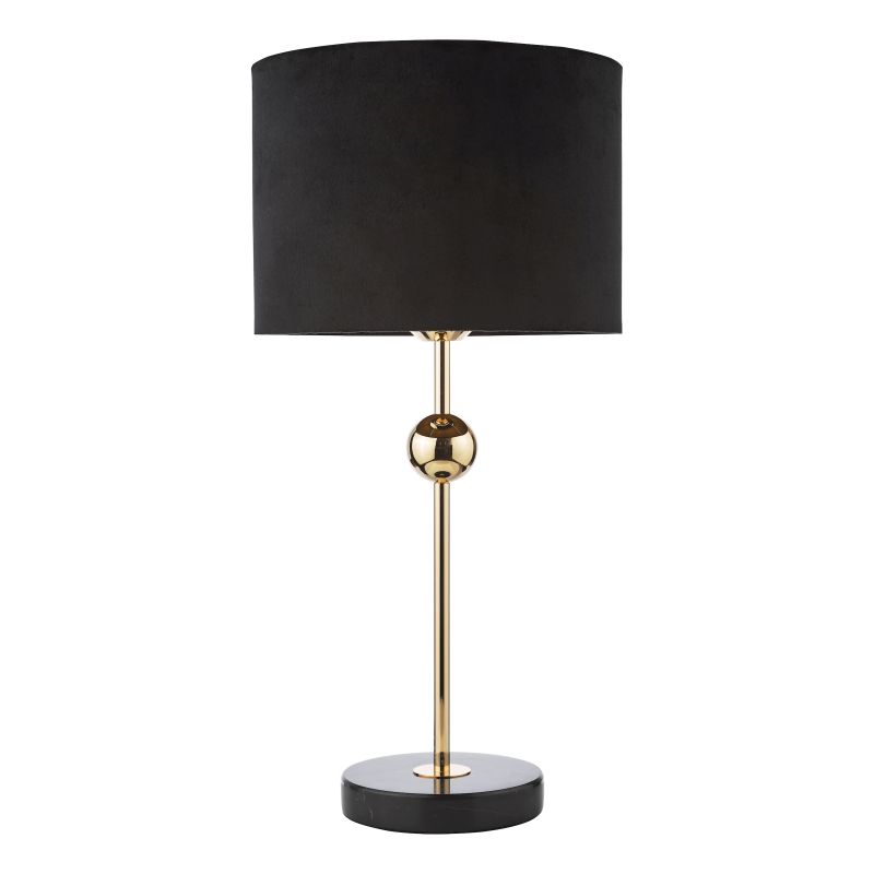 Dar-JIL4222 - Jillian - Black Marble & Gold Table Lamp with Black Velvet Shade