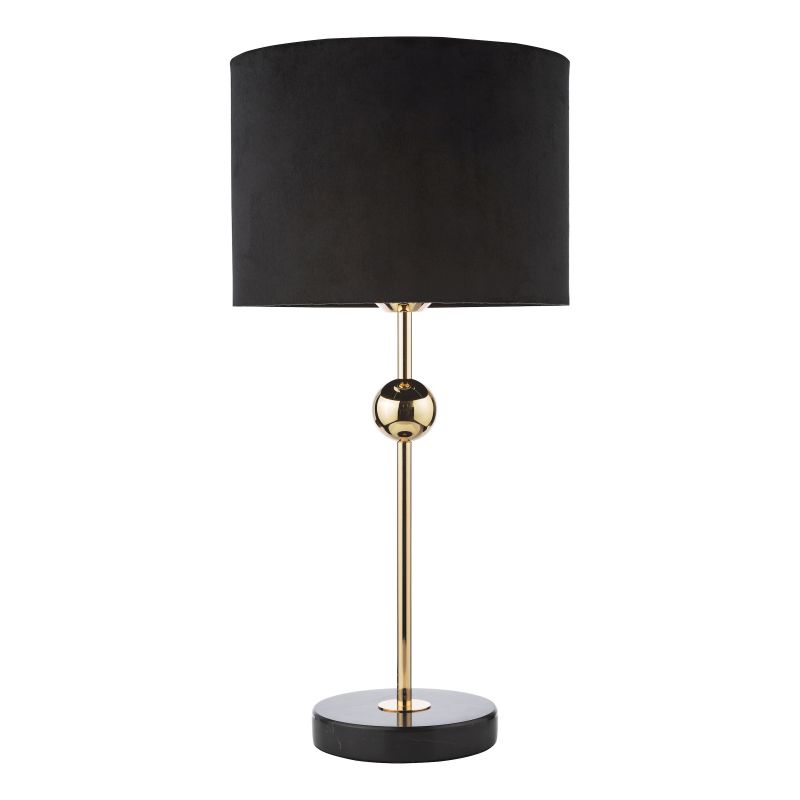 Dar-JIL4222 - Jillian - Black Marble & Gold Table Lamp with Black Velvet Shade