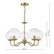 Dar-JOC0542 - Jocelyn - Natural Brass 5 Light Centre Fitting with Clear Ribbed Glass