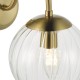 Dar-JOC0742 - Jocelyn - Natural Brass Wall Lamp with Clear Ribbed Glass