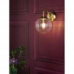 Jocelyn - Natural Brass Wall Lamp with Clear Ribbed Glass