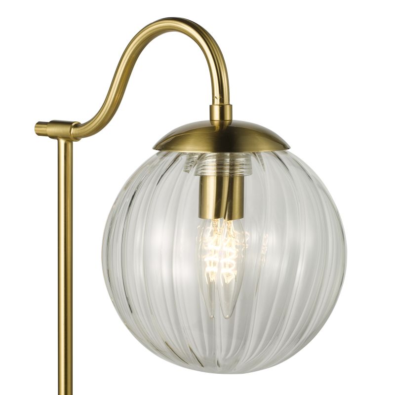 Dar-JOC4242 - Jocelyn - Natural Brass Table Lamp with Clear Ribbed Glass