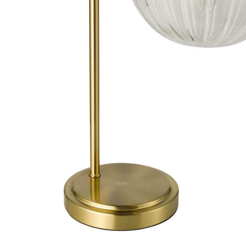 Dar-JOC4242 - Jocelyn - Natural Brass Table Lamp with Clear Ribbed Glass