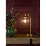 Jocelyn - Natural Brass Table Lamp with Clear Ribbed Glass
