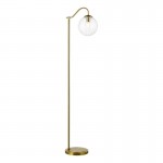 Jocelyn - Natural Brass Floor Lamp with Clear Ribbed Glass