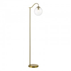 Jocelyn - Natural Brass Floor Lamp with Clear Ribbed Glass