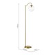 Dar-JOC4942 - Jocelyn - Natural Brass Floor Lamp with Clear Ribbed Glass