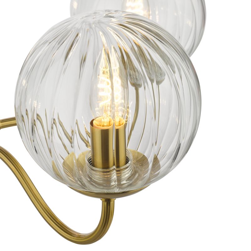Dar-JOC5342 - Jocelyn - Natural Brass 3 Light Semi Flush with Clear Ribbed Glass