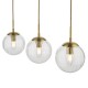 Dar-JOC6242 - Jocelyn - Natural Brass 3 Light over Island Fitting with Clear Ribbed Glass