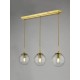 Dar-JOC6242 - Jocelyn - Natural Brass 3 Light over Island Fitting with Clear Ribbed Glass