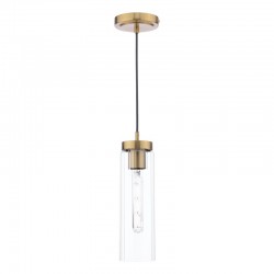 Jodelle - Polished Bronze Pendant with Clear Ribbed Glass Jodelle - Polished Bronze Pendant with Clear Ribbed Glass