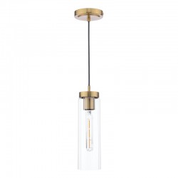Jodelle - Polished Bronze Pendant with Clear Ribbed Glass Jodelle - Polished Bronze Pendant with Clear Ribbed Glass
