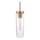 Dar-JOD0163 - Jodelle - Polished Bronze Pendant with Clear Ribbed Glass
