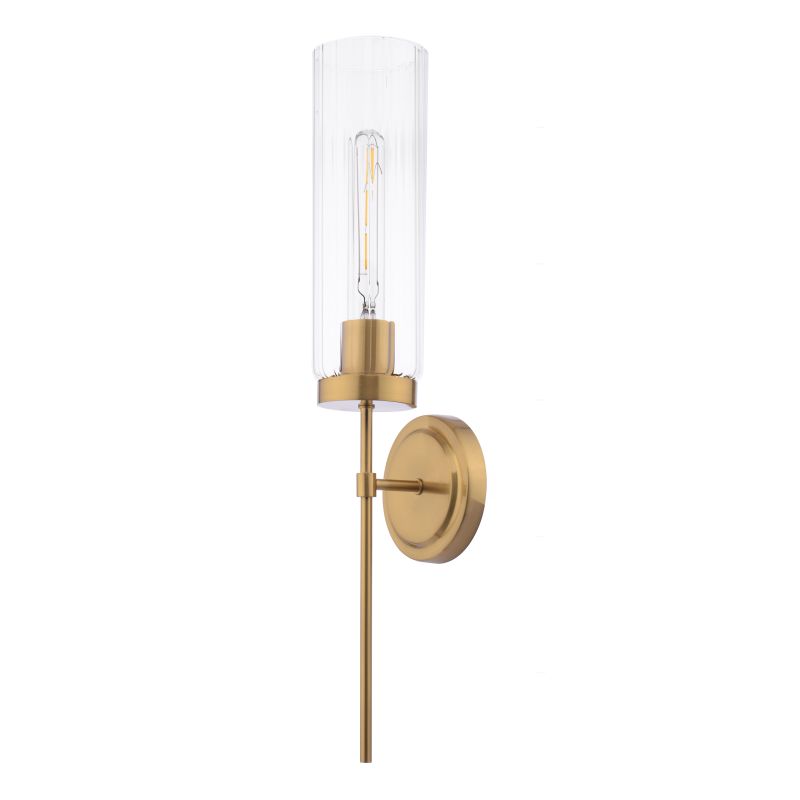 Dar-JOD0763 - Jodelle - Polished Bronze Wall Lamp with Clear Ribbed Glass