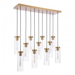 Jodelle - Polished Bronze 11 Light over Island Fitting with Clear Ribbed Glasses Jodelle - Polished Bronze 11 Light over Island Fitting with Clear Ribbed Glasses