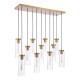 Dar-JOD4863 - Jodelle - Polished Bronze 11 Light over Island Fitting with Clear Ribbed Glasses