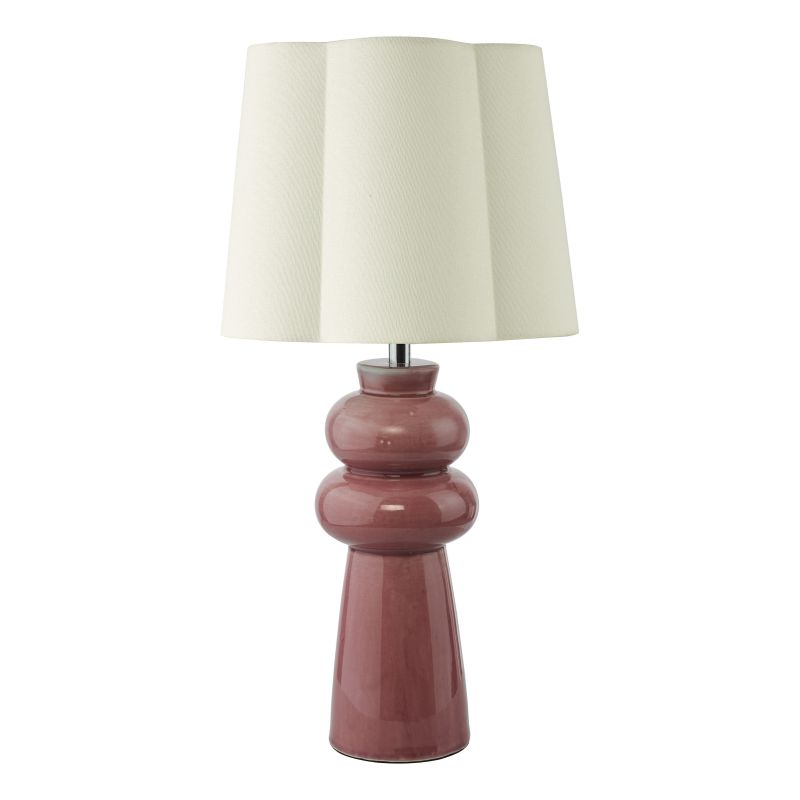 Dar-JOR4203 - Jordana - Pink Ceramic Table Lamp with Ivory Cotton Shade