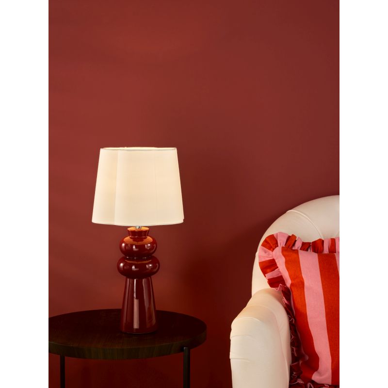Dar-JOR4203 - Jordana - Pink Ceramic Table Lamp with Ivory Cotton Shade