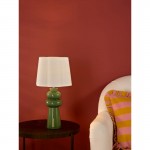Jordana - Green Ceramic Table Lamp with Ivory Cotton Shade