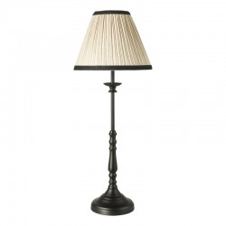 Judy - Satin Black Table Lamp with Natural Linen Shade