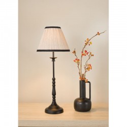 Judy - Satin Black Table Lamp with Natural Linen Shade