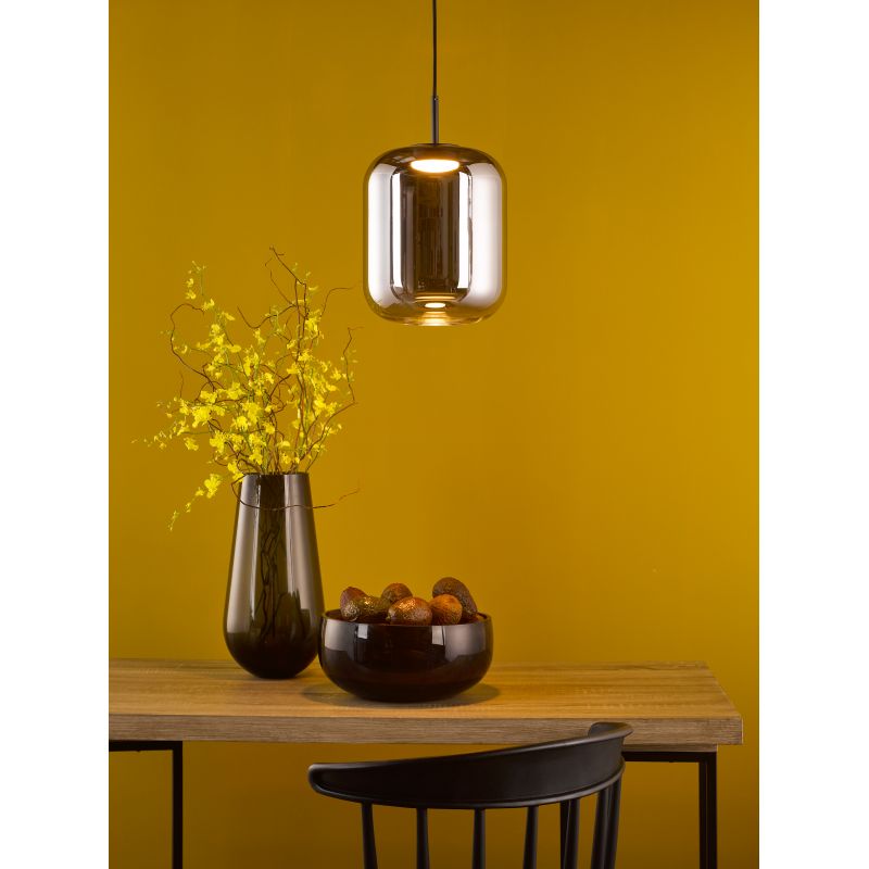 Dar-JUR0110 - Jurek - Black LED Pendant with Smoked Mirrored Glass