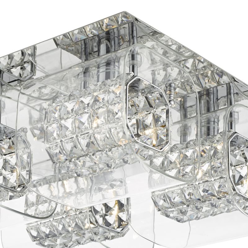 Ceiling Lights - Kabuki - Crystal Beads In Clear Glass Shade 4 Light Flush Dar-KAB5050 - Kabuki - Crystal Beads In Clear Glass Shade 4 Light Flush
