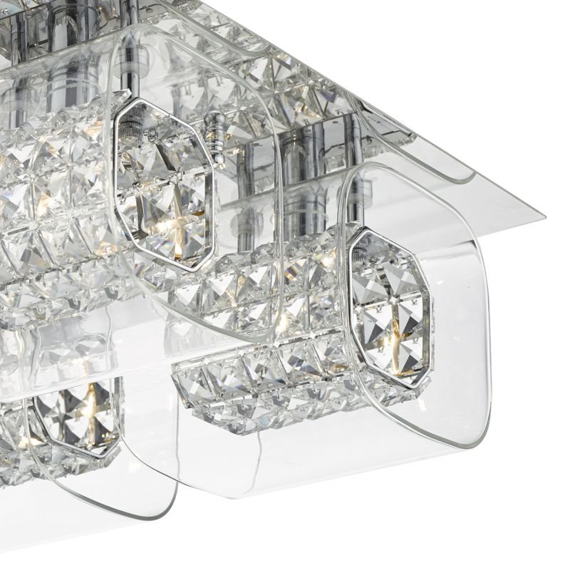 Ceiling Lights - Kabuki - Crystal Beads In Clear Glass Shade 4 Light Flush Dar-KAB5050 - Kabuki - Crystal Beads In Clear Glass Shade 4 Light Flush